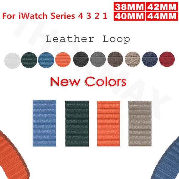 

adjustable magnetic genuine leather loop band 42mm 38mm 40mm 44mm strap belt link bracelet 1 2 3 4, Black;brown