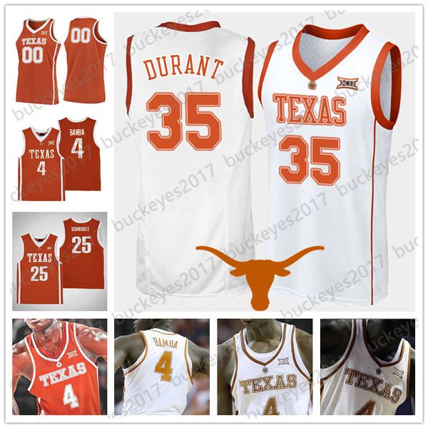 

ncaa texas longhorns retro vintage orange white jersey #35 durant 23 aldridge 13 thompson 0 bradley 2 tucker kevin lamarcus tristan avery pj