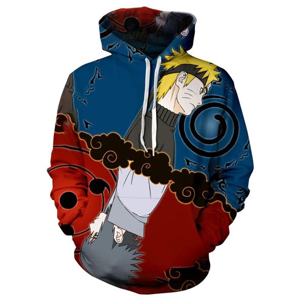 

uzumaki naruto hoodies anime 3d sweatshirt men women pullover hooded sportwear fashion hip hop cartoon hoody popular streetwear, Black