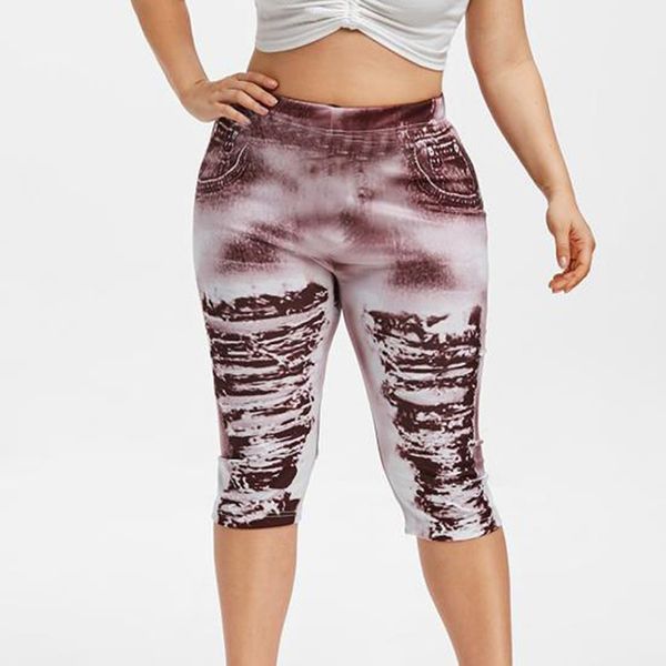 

женских невысокие обрезанных брюки коротких гетр лето женщин современных леди брюки брюки printed кадрированный, Black