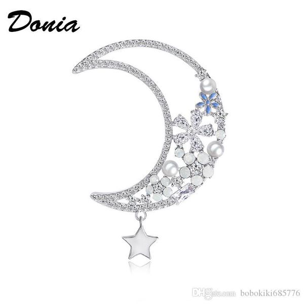 

donia jewelry european and american popular moon brooch copper micro inlaid zircon brooch gift brooch christmas coat scarf accessories, Gray