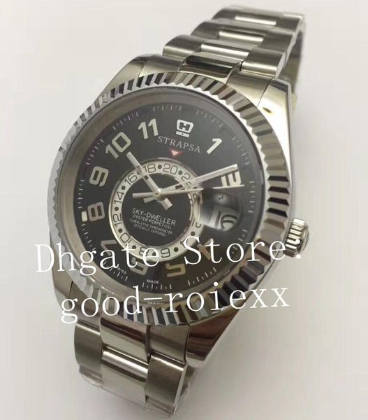 

8 colour men's automatic 2813 crystal sapphire watch men time zone sky dweller gmt 326934 326933 326938 steel mens sport baselworld wat, Slivery;brown