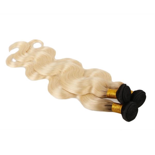 CE-zertifiziert, 100 g/Stück, 3 Stück, T 1b, 613 Blond, Ombre-Farbe, gewelltes brasilianisches Remy-Haar, 100 g pro Stück