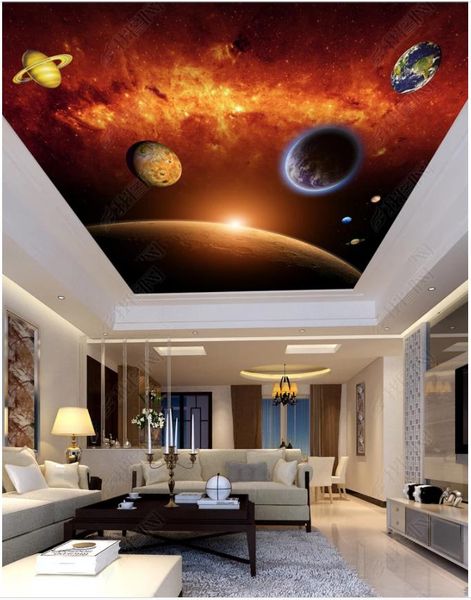 Custom Large Ceiling Zenith Mural Photo Wallpaper Space Planet Living Room Bedroom Ceiling Zenith Mural Wallpaper For Walls 3d Hd Pictures For