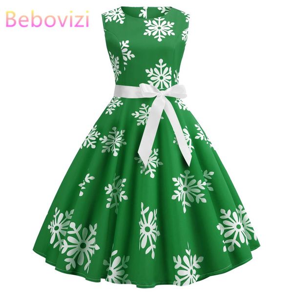 

green women dress 2019 christmas casual floral retro vintage 50s 60s robe femme rockabilly swing pinup vestidos party dresses, Black;gray