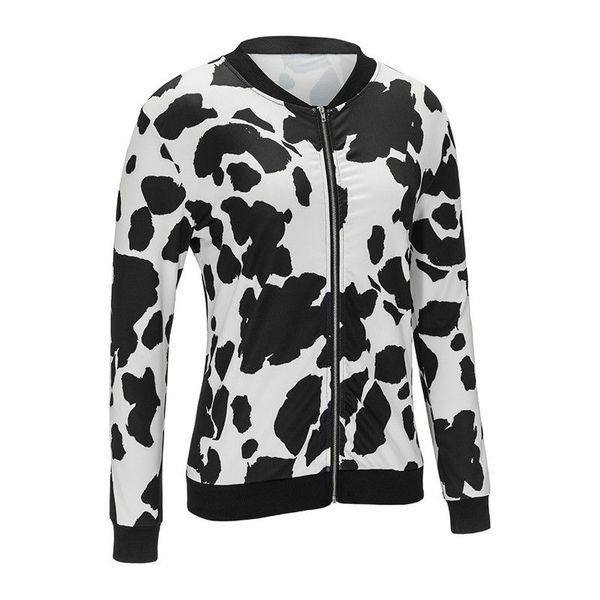 

2017 autumn women bomber basic jacket zipper o-neck women print outwear loose coat plus size xxl, Black;brown