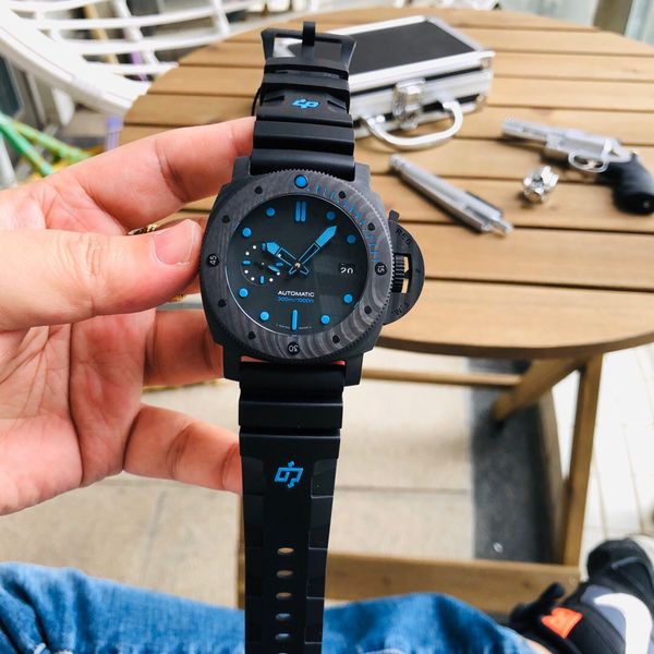 

vs submersible series pam01616 montre de luxe 47mm p.9010 chassis carbotech super double color luminous automatic watches, Slivery;brown