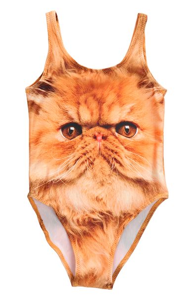 

new kids baby girls lovely animals fancy cute cat minions yellow swimwear swimsuit canis brand bikini set age 2-10y girls