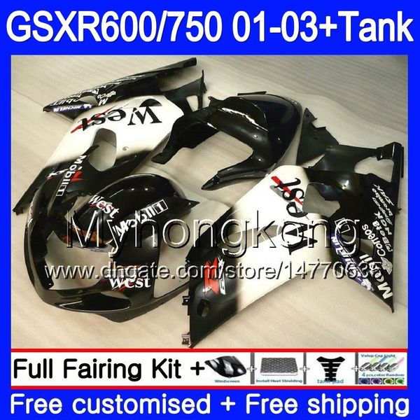 + Serbatoio nero west light per SUZUKI GSXR 600 750 GSXR-750 GSXR600 2001 2002 2003 294HM.45 GSX R750 R600 K1 GSX-R600 GSXR750 01 02 03 Carena