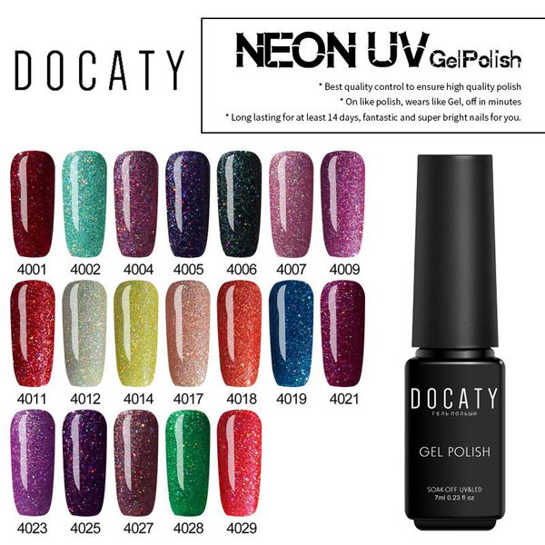 

docaty glitter for nails neon uv gel polish diy nail art hybrid varnishes color uv gel nail polish permanent lucky varnishes, Red;pink