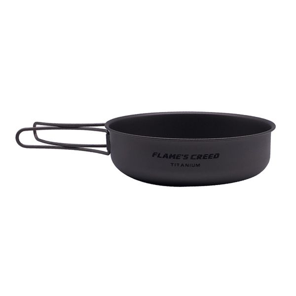 

flame's creed titanium outdoor cookware set with folding handle diameter eco-friendly ultralight portable titanium pan