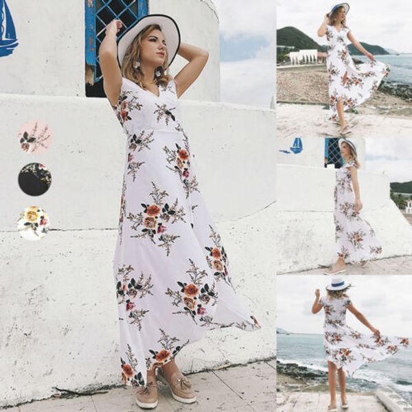 

Women Boho Floral Printed Summer Beach Long Maxi Dress Party Dresses