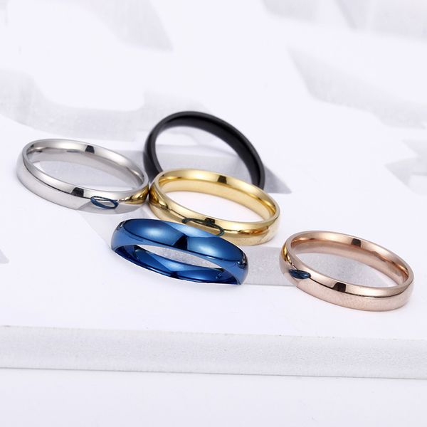 

мода из нержавеющей стали пара кольца обручальные кольца для mens plain кольцо диапазона черный / золото / серебро / розовое золото / синий, Silver
