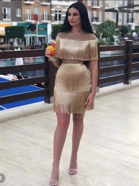 

gold black short sleeve tassel bodycon dress club party bodycon dress, Black;gray