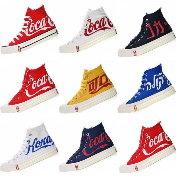 

2019 new three party consortium kith coca 1970s cola high canvas classic 1970s cola crystal sole casual shoes 32, Black