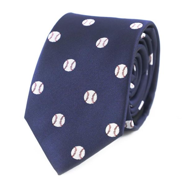 

microfiber jacquard sports baseball balls pattern necktie father's day birthday gift tie, Black;blue
