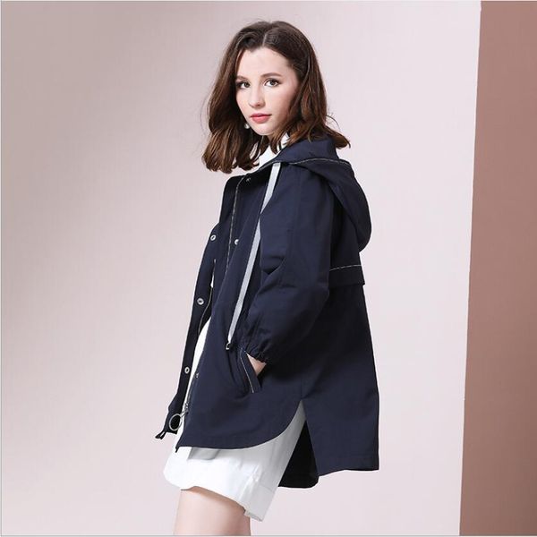 

2019 casaco feminino women's autumn jacket navy blue blend coat winter woman coat windbreaker blusa corta vento preself hoodie, Black;brown