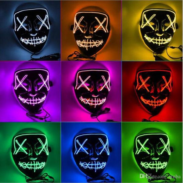 

хэллоуин окрашены в черный цвет v-образный led ужас маска черный низ холодный свет el световой ктв маска партия маскарад маска украшения