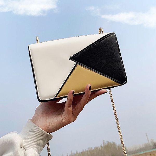 

contrast color pu leather crossbody bags for women 2020 chain handbags shoulder messenger bag