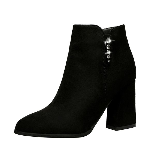 

autumn winter short boots women new side zipper waterproof non-slip shoes black thick heel boots ladies