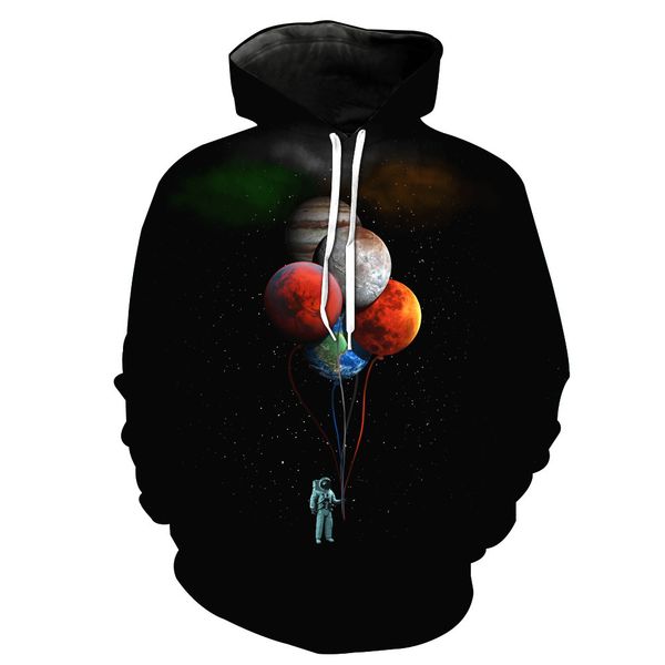 

foreign trade printing with cap pocket cover men's fashion men's clothing with hat clothing blouse hoodies, Black