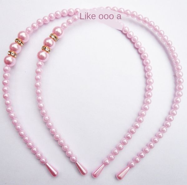 

diamond children's pearl headband princess pearl hair band handmade beads children's hair accessories, Slivery;white