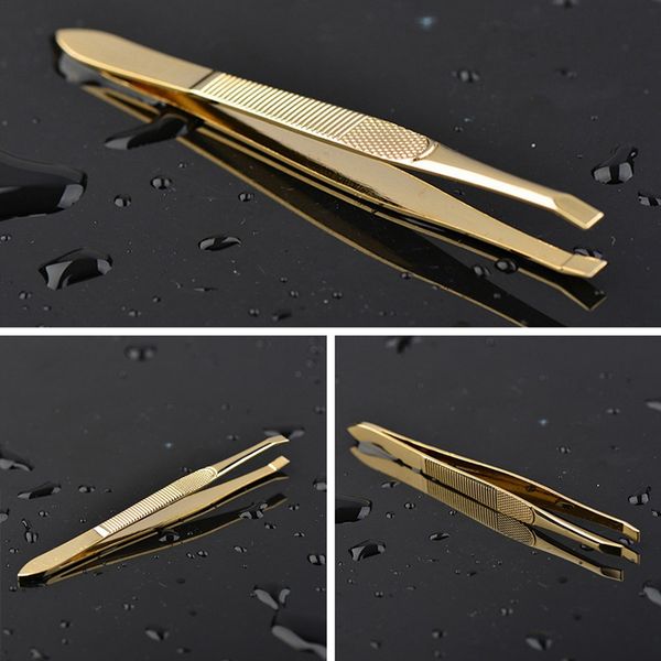 

1pcs angled slanted eyebrow tweezers stainless steel face hair removal eye brow trimmer eyelash clip cosmetic beauty makeup tool