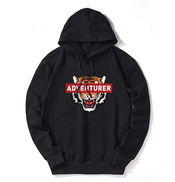 

высококачественные мужские дизайнерские толстовки модные фирменные толстовки для мужские толстовки с тигровой головкой печати с длинным рука, Black