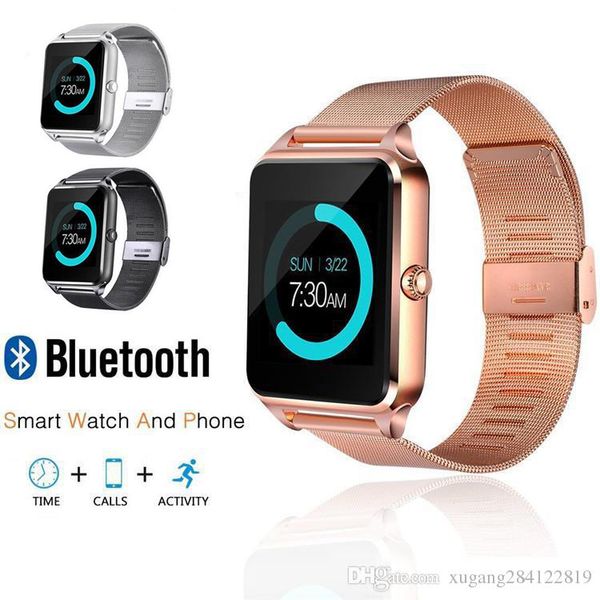 

z60 sport smart watch sim card men bluetooth call stainless steel phone watches health wristband women smartwatch android ios pk gt08 gt09