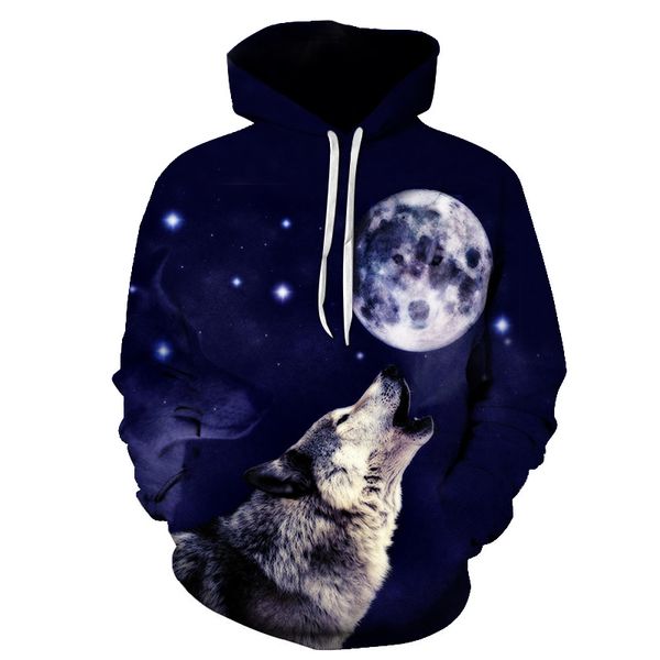 

2019 new design mens hoodies 3d print wolf hoodie man fashion brand casual hoodie sweatshirt hip hop male hoody tracksuit autumn, Black