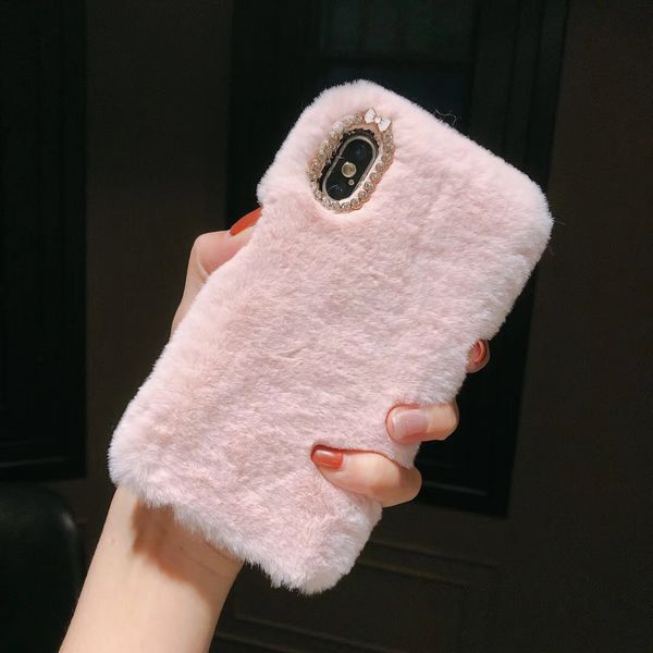 

lady cute furry case for iphone xs max xr x 11 pro gift tpu case furry fluffy warm cover soft phone case