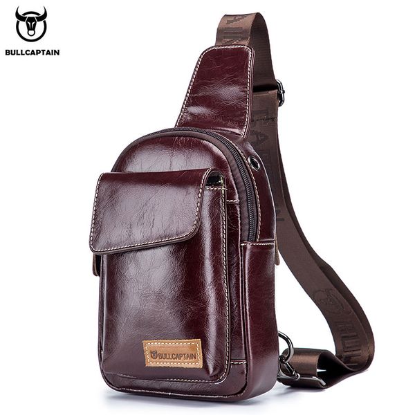 

bullcaptain men's bag chest bag leather casual leather chest cross body shoulder sports fashion men's
