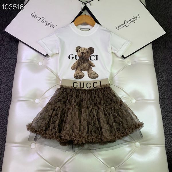 

2020 дети девушки мода 2 шт. наборы хлопок футболки + пачка кружевные юбки Мода розничная одежда