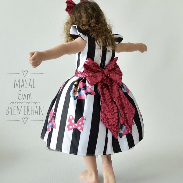 

baby girls dress 2019 new summer kids cartoon sequin bow dresses children fashion fly sleeve princess dress clothing, Red;yellow