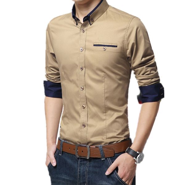 

2018 весна и осень мода новая мужская повседневная рубашка с длинным рукавом / мужская slim fits business dress рубашки блузки, White;black