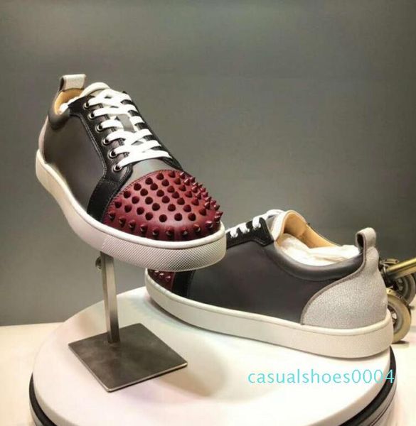 

and red soles shoes men gray with wine red genuine leather red bottom sneakers orlato mastic sneakers trainers ac04, Black
