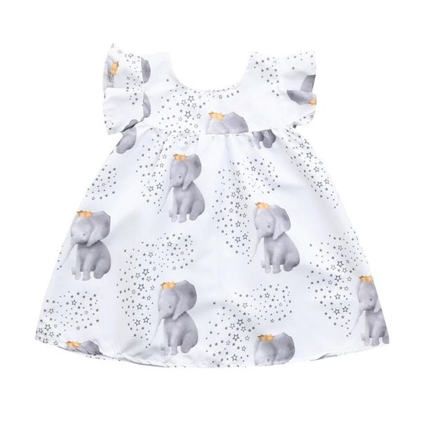 

toddler infant baby girls dress stars elephant print dresses clothing outfits sleeveless a-line casual high waist dresses, Red;yellow