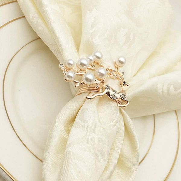 

pearl pearl fawn napkin buckle hoop napkin rings circle serviette holder for wedding l supplies table decoration, rose gold