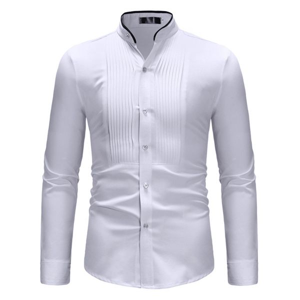 

men shirts long sleeve 2019 men's long sleeve autumn winter painting large size casual blouse shirts white dress shirt, White;black