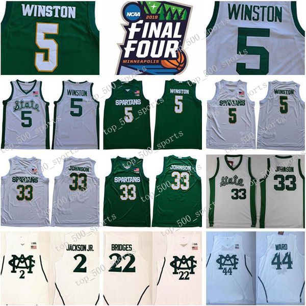 

ncaa michigan state spartans 5 cassius winston jersey 33 magic jaren jackson jr miles bridges nick ward white msu college basketbal, Black