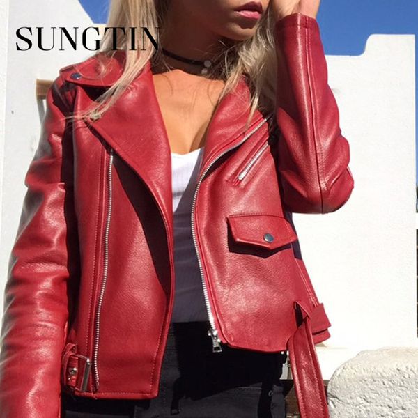 

sungtin brand soft pu leather jacket women plus size black yellow motorcycle fashion coat faux leather jackets female outerwear