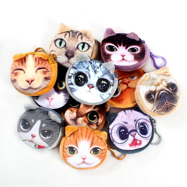 

17 colors bag coin purse wallet ladies 3d printing cats dogs animal big cute small zipper bag for gift, Red;black