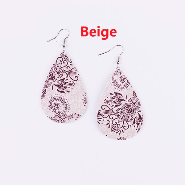 

fashion new print paisley floral patterns teardrop pu leather earrings for women 2018 summer jewelry new unique drop leather earrings