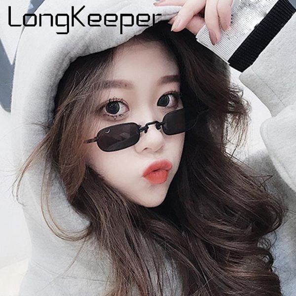 

longkeeper vintage punk sunglasses women classic rectangle sun glasses men small metal frame eyewear red pink yellow oculos, White;black