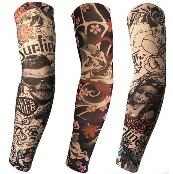 Acheter Tatouage Manchon De Tatouage Nouveau En Gros Protection Solaire Protection Uv Glace Tattoo Set Manchon Bras Ensemble Grand Bras De Fleur De