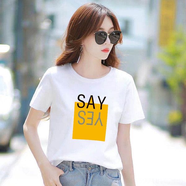 

2020 summer new printed short-sleeved commuting all-match white 2020 t-shirt summer new printed short-sleeved t-shirt female commuting a