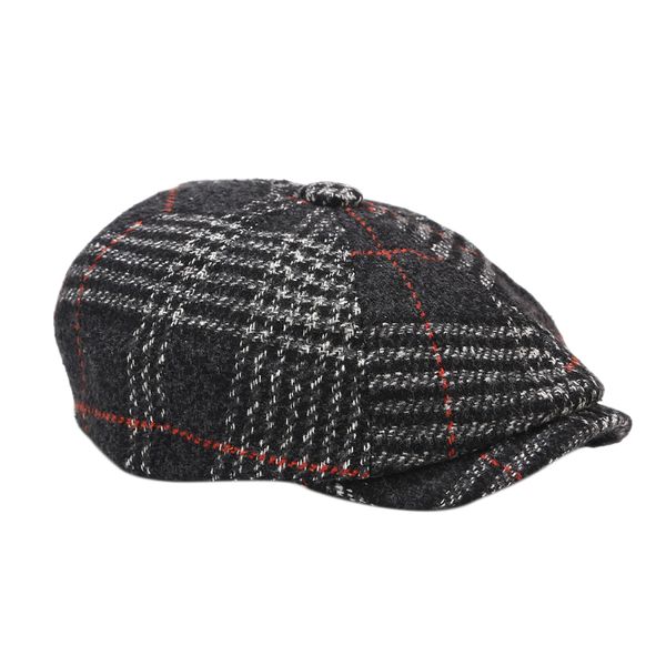 

beret autumn and winter vintage felt lattice octagonal hat street visor, Blue;gray
