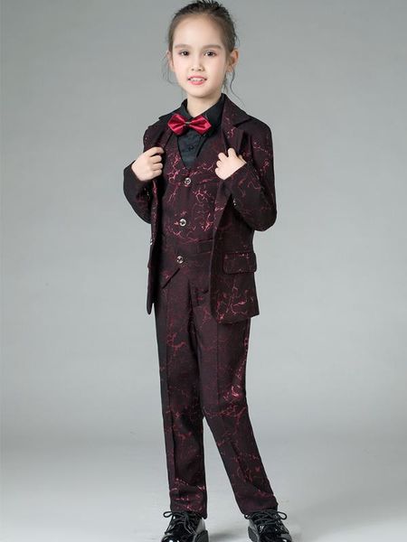 

yuanlu kids suits for girls fashion blazer jackets for wedding party piano girls dress children's clothes flower, Black