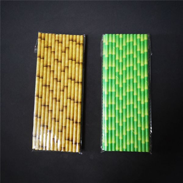 

2020 bamboo paper straw in bulk 7.75" printed standard paper straw bamboo straw party supplies in stock