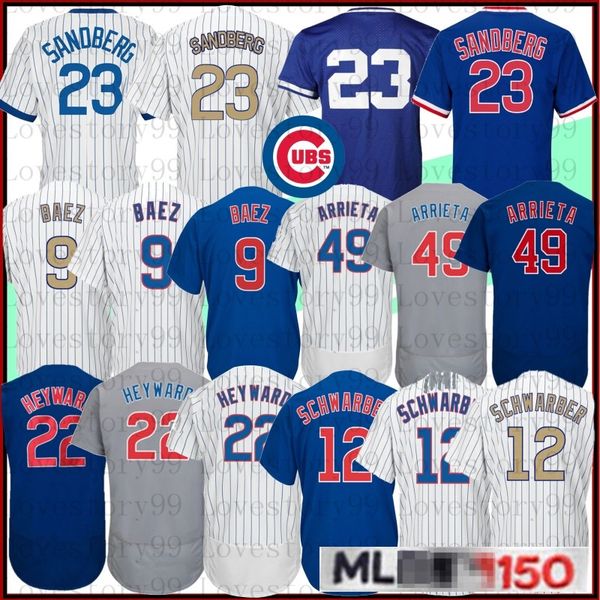

Embroidery Chicago 12 Kyle Schwarber Cubs 17 44 9 Javier Baez 49 Jake 22 Jason Heyward 23 Ryne Sandberg Baseball Jerseys 100% Stitched New